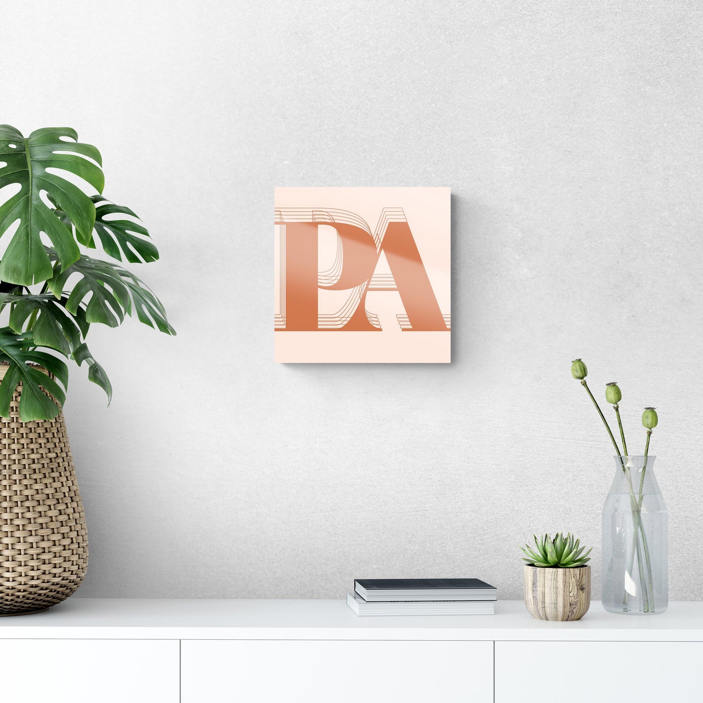 Modern Minimalist Pennsylvania Pa Initials Dark | Hi-Def Glass Art | Eaches | Min 1
