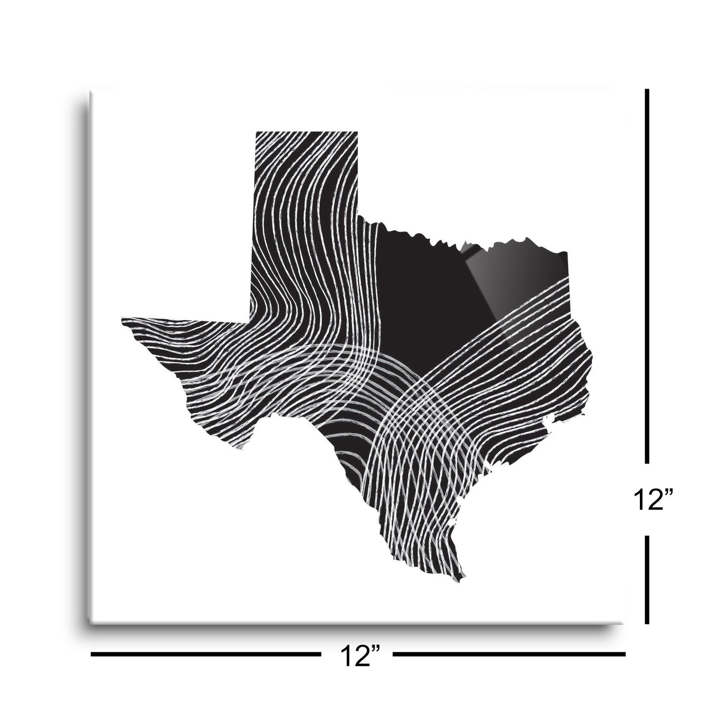 Modern Texas State Shape With Fluid Lines | Hi-Def Glass Art | Eaches | Min 1