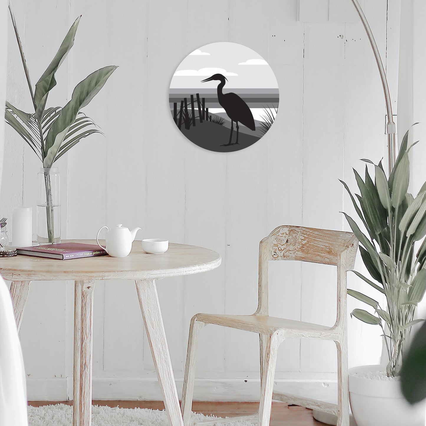 Minimalistic B&W Cape Cod Heron Illustration | Wood Sign | Eaches | Min 1