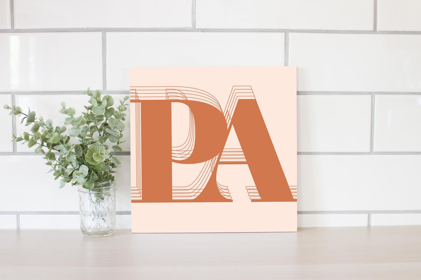 Modern Minimalist Pennsylvania Pa Initials Dark | Wood Sign | Eaches | Min 2