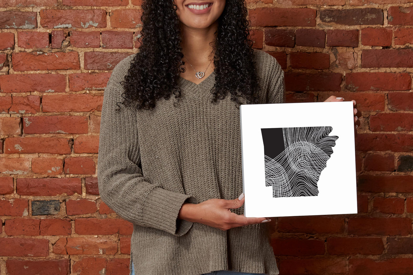 B&W Minimalist Arkansas Fluid Lines | Wood Block | Eaches | Min 2