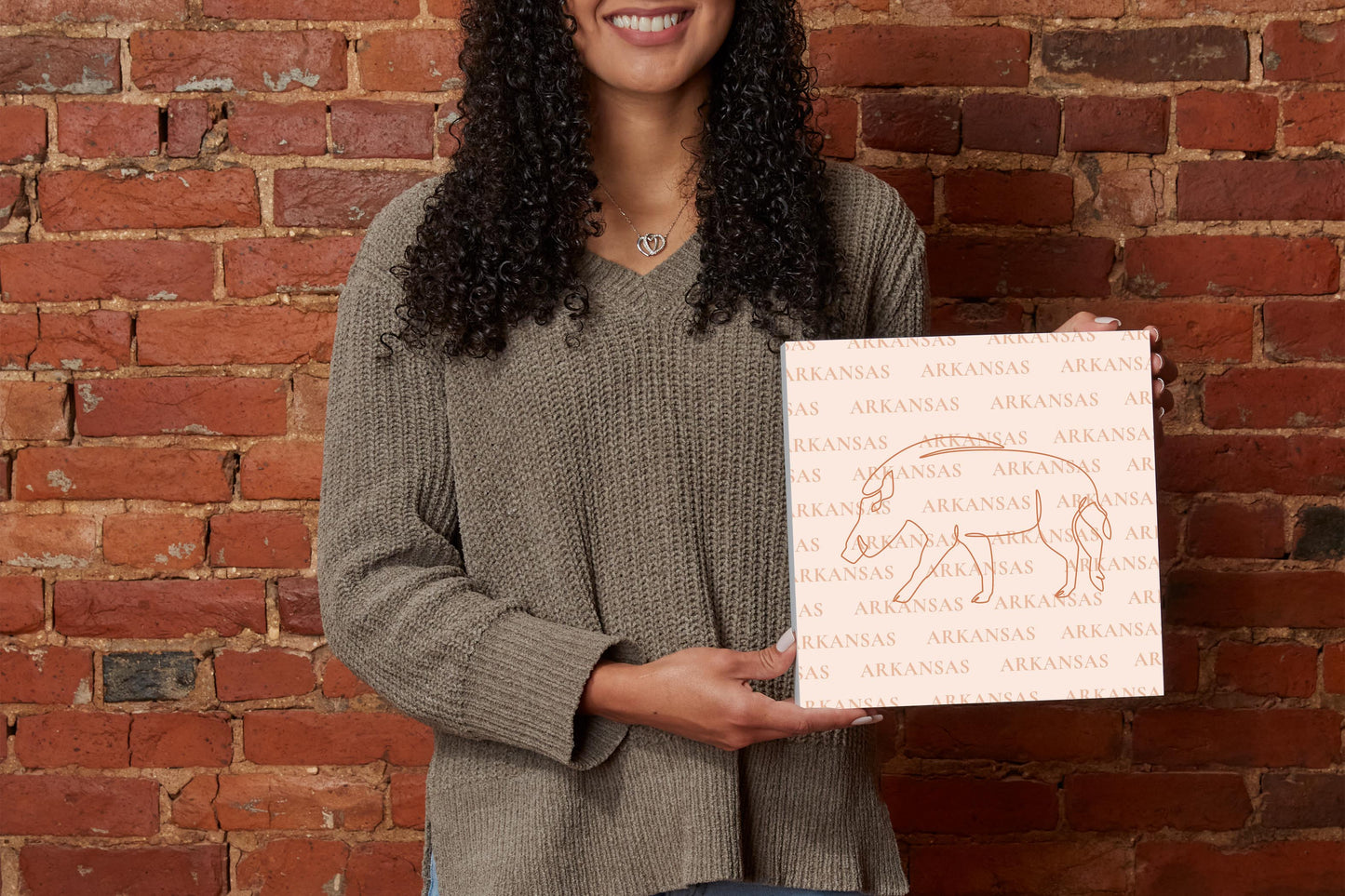 Modern Minimalist Arkansas Hog Line Drawing | Wood Block | Eaches | Min 2