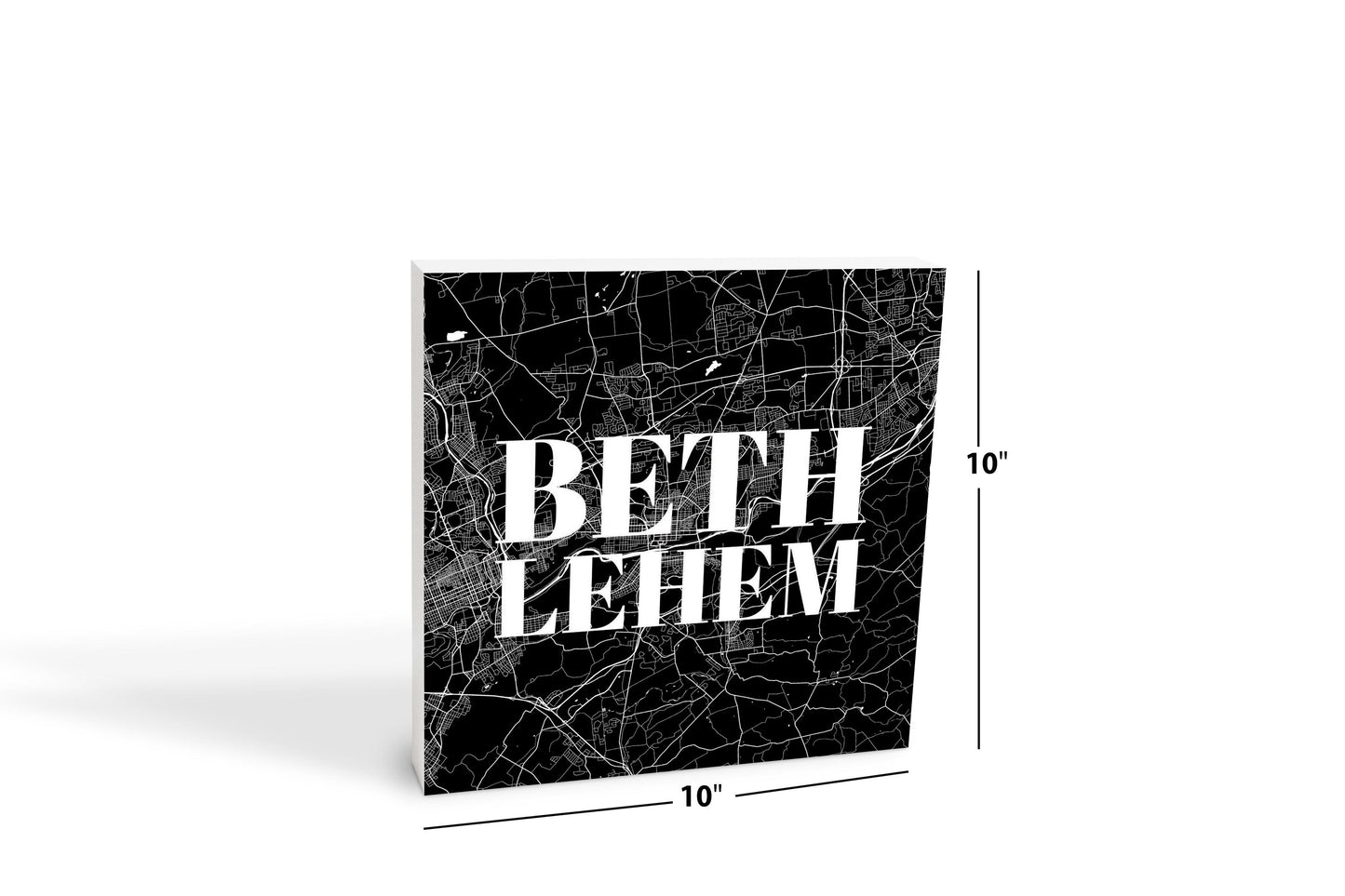 Minimalistic B&W Pennsylvania Bethlehem Map | Wood Block | Eaches | Min 2