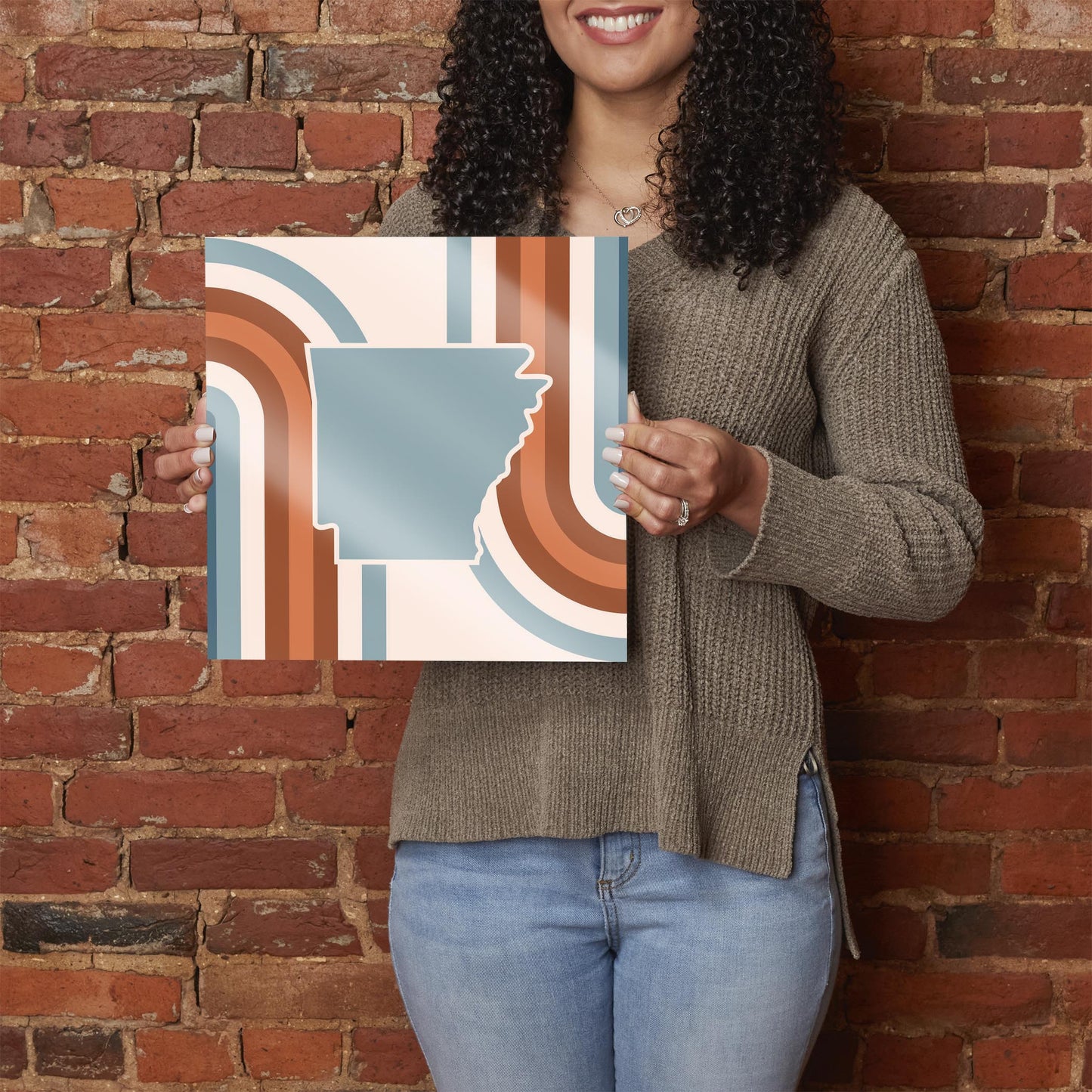 Modern Minimalist Arkansas Retro State Shape | Hi-Def Glass Art | Eaches | Min 1
