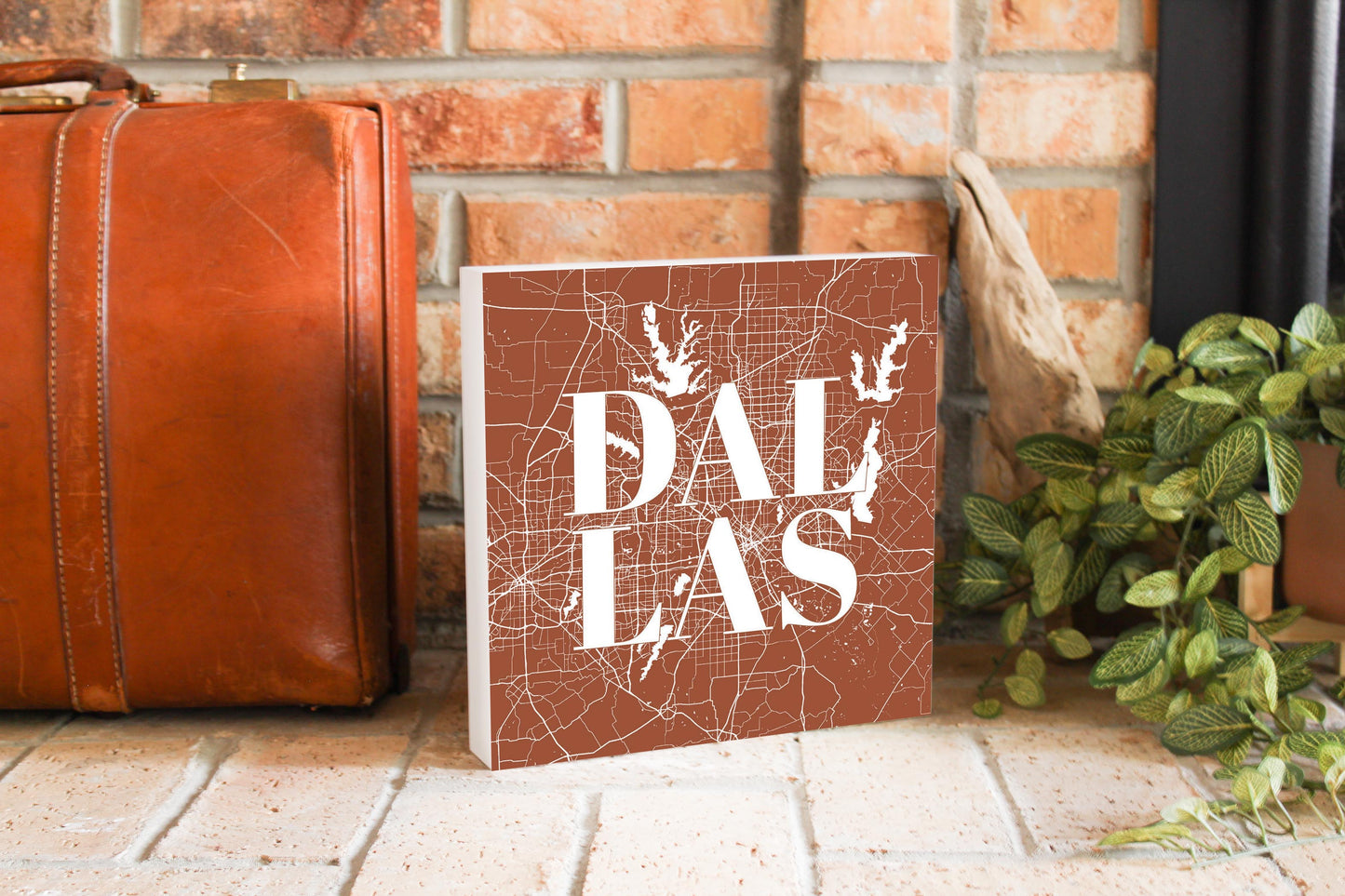 Modern Minimalist Dallas Texas Map | Wood Block | Eaches | Min 2