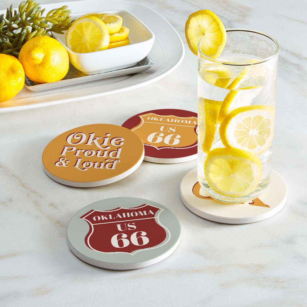 Modern Minimalist Oklahoma Set | Absorbent Coasters | Set of 4 | Min 2