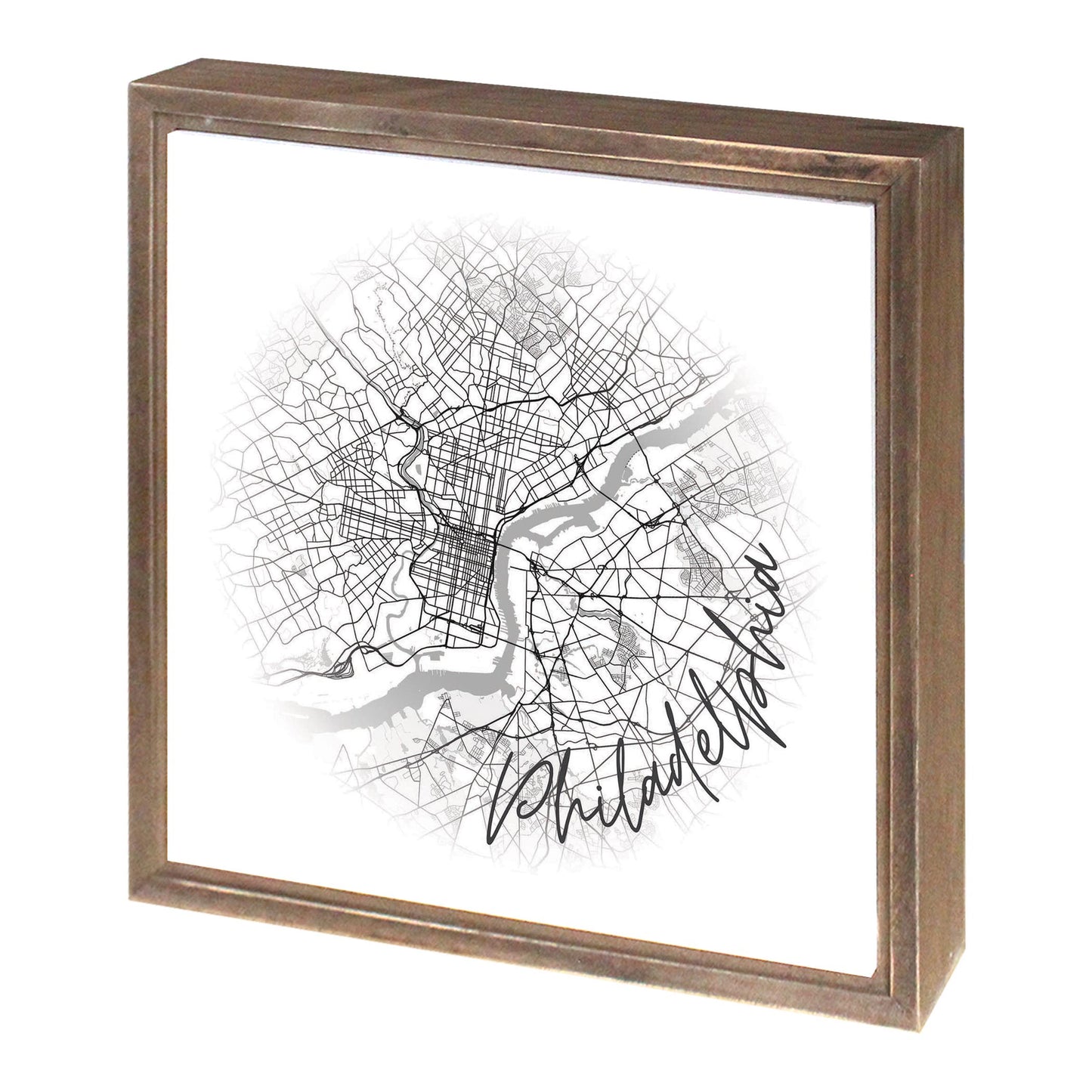 Minimalistic B&W Pennsylvania Philadelphia Circle Map | Wood Sign | Eaches | Min 1