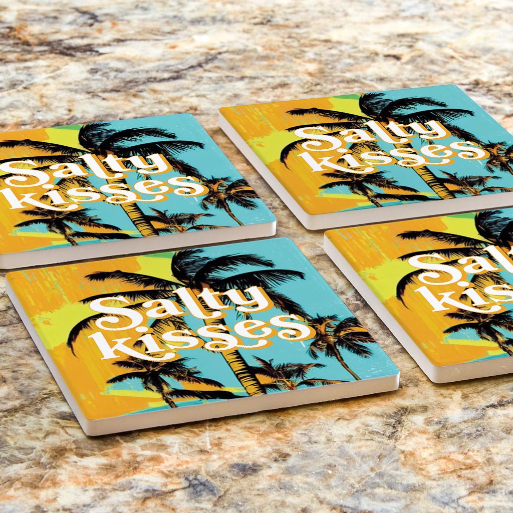 Salty Kisses Palm Trees | Absorbent Coasters | Set of 4 | Min 2