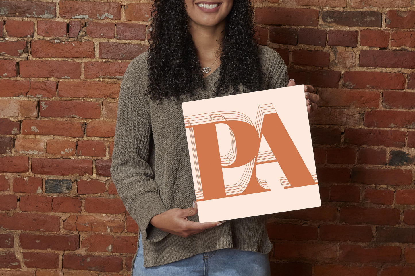 Modern Minimalist Pennsylvania Pa Initials Dark | Wood Sign | Eaches | Min 2