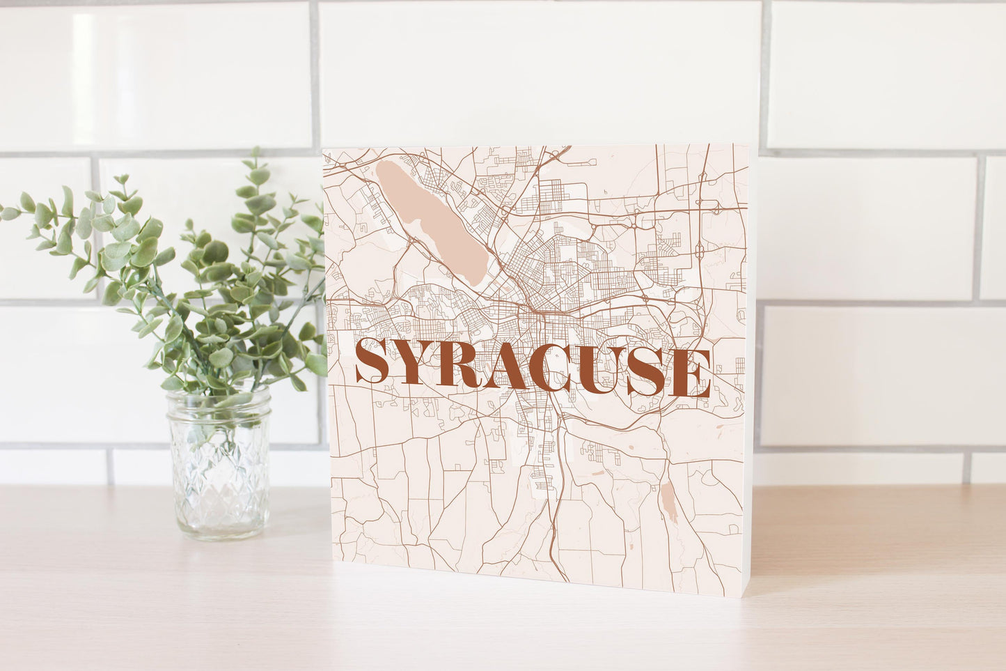 Modern Minimalist New York Syracuse Map | Wood Block | Eaches | Min 2