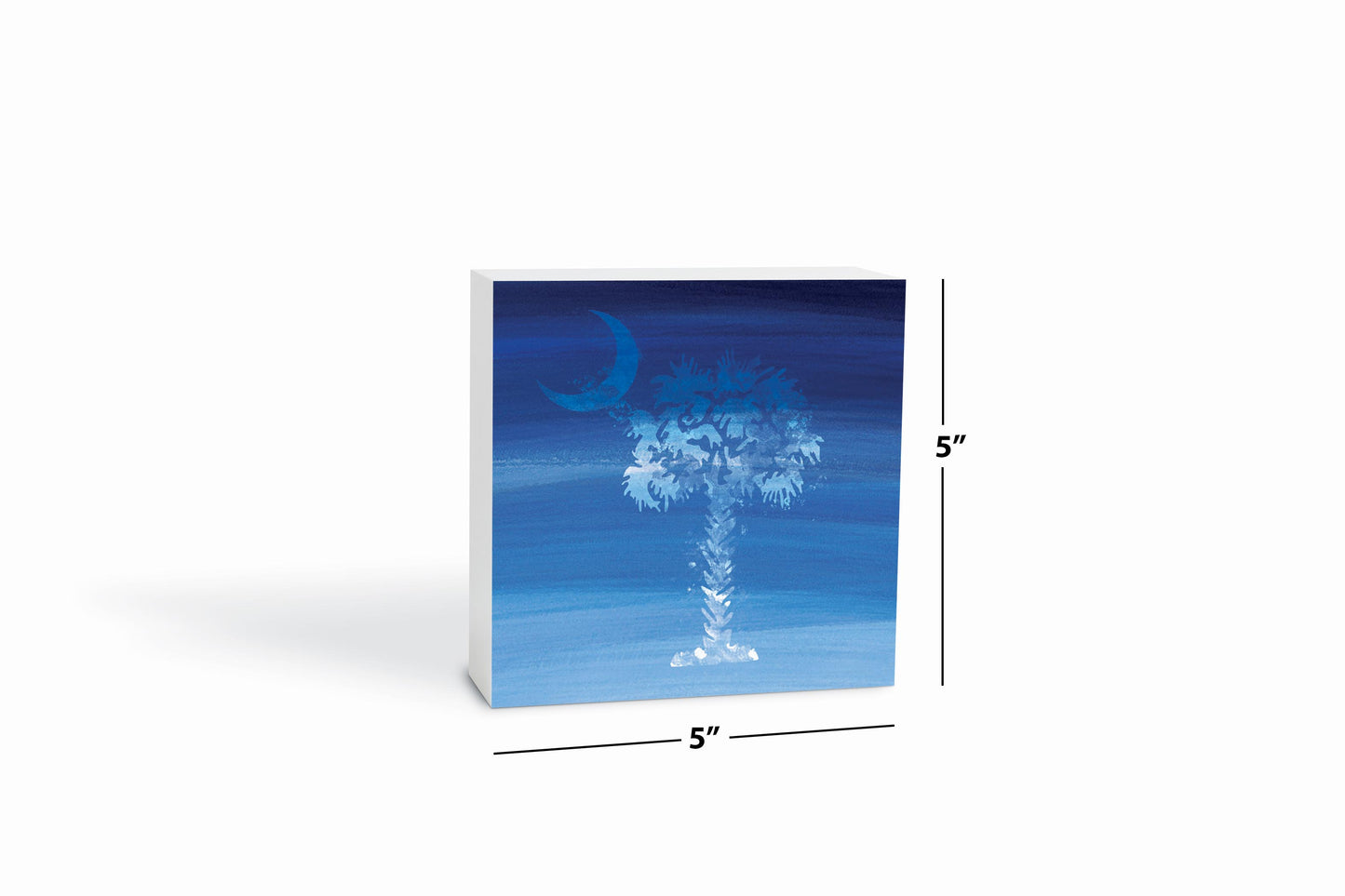 South Carolina Blue Water Color Palm Trees | Wood Block | Eaches | Min 4