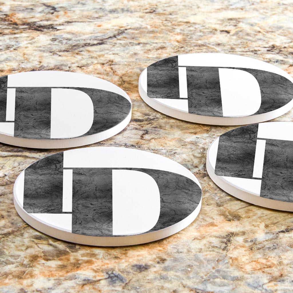 Minimalist B&W Idaho White Initials | Absorbent Coasters | Set of 4 | Min 2