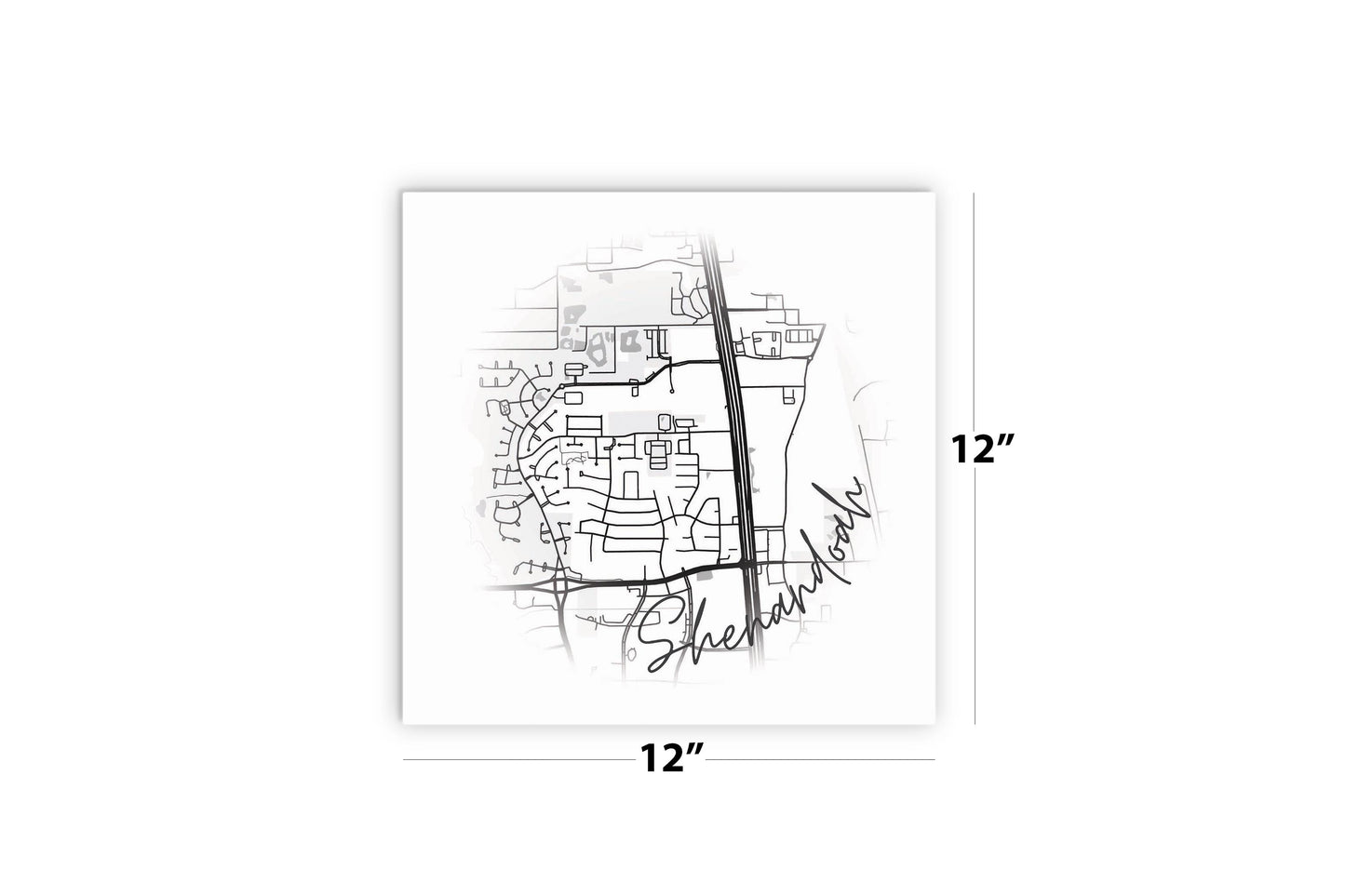 Minimalistic B&W Texas Shenandoah Circle Map | Wood Sign | Eaches | Min 2