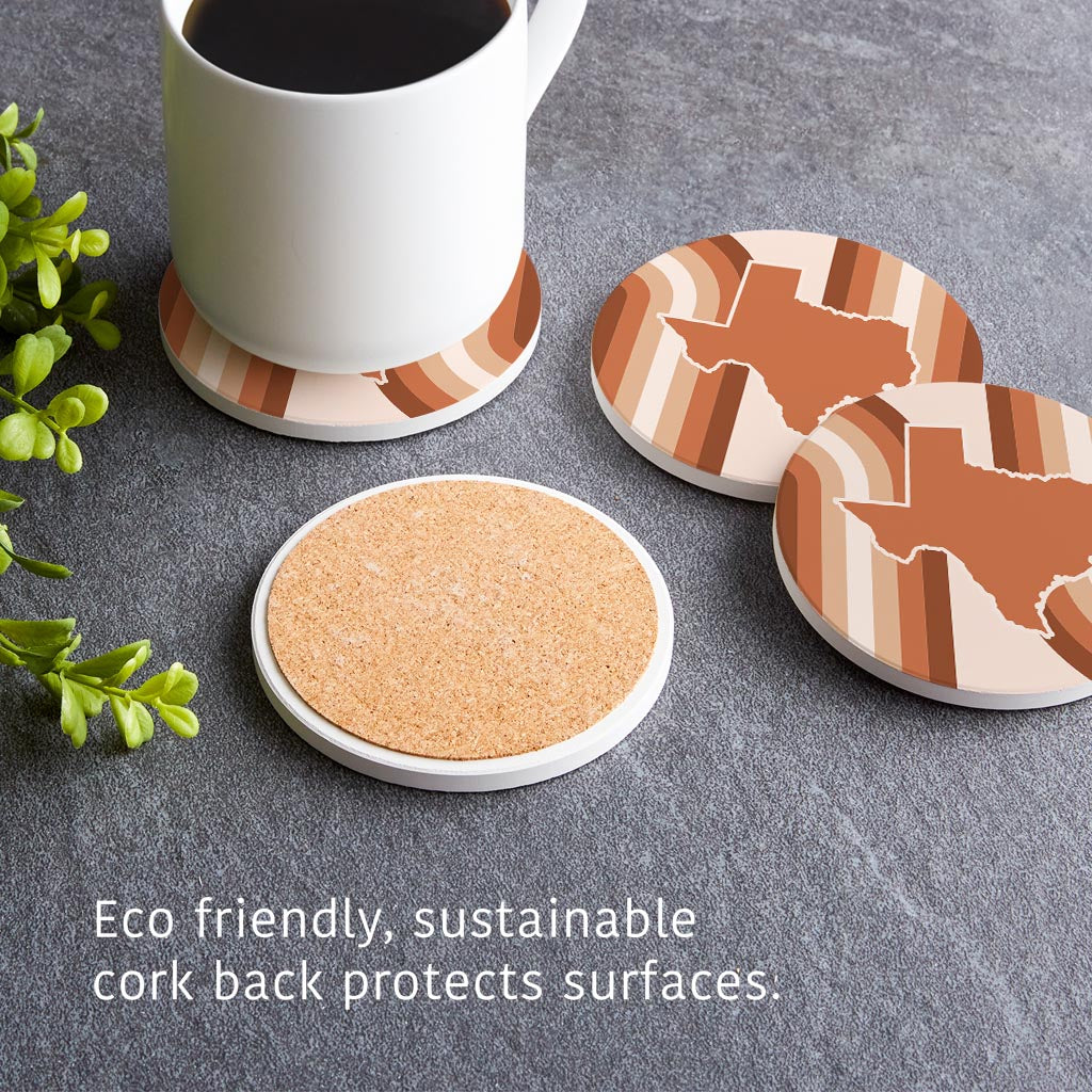 Modern Minimalist Texas State Shape Retro Lines | Absorbent Coasters | Set of 4 | Min 2