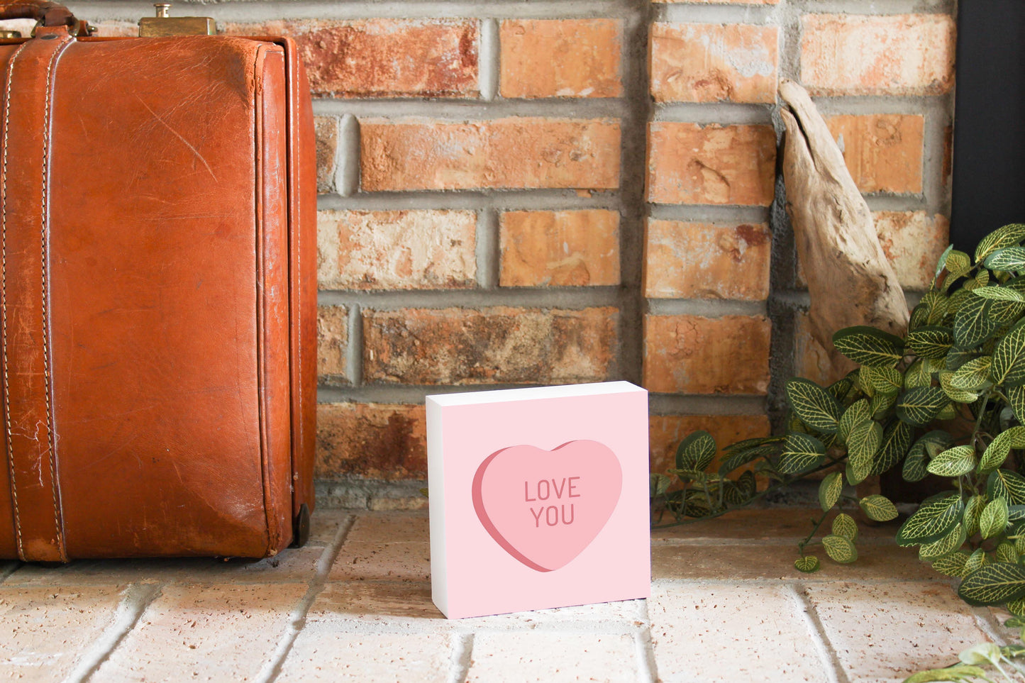 Message Hearts Love You | Wood Block | Eaches | Min 4