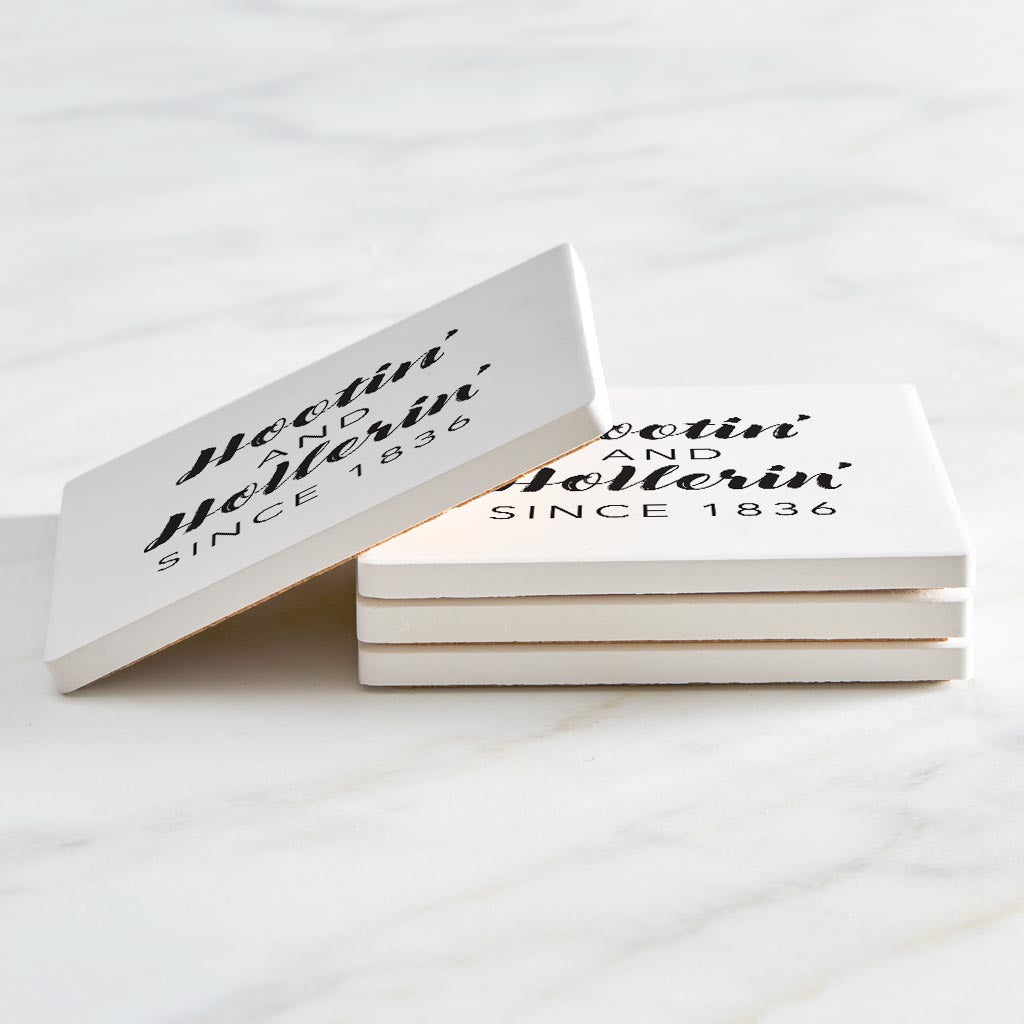 B&W Minimalist Arkansas Hootin Hollerin | Absorbent Coasters | Set of 4 | Min 2
