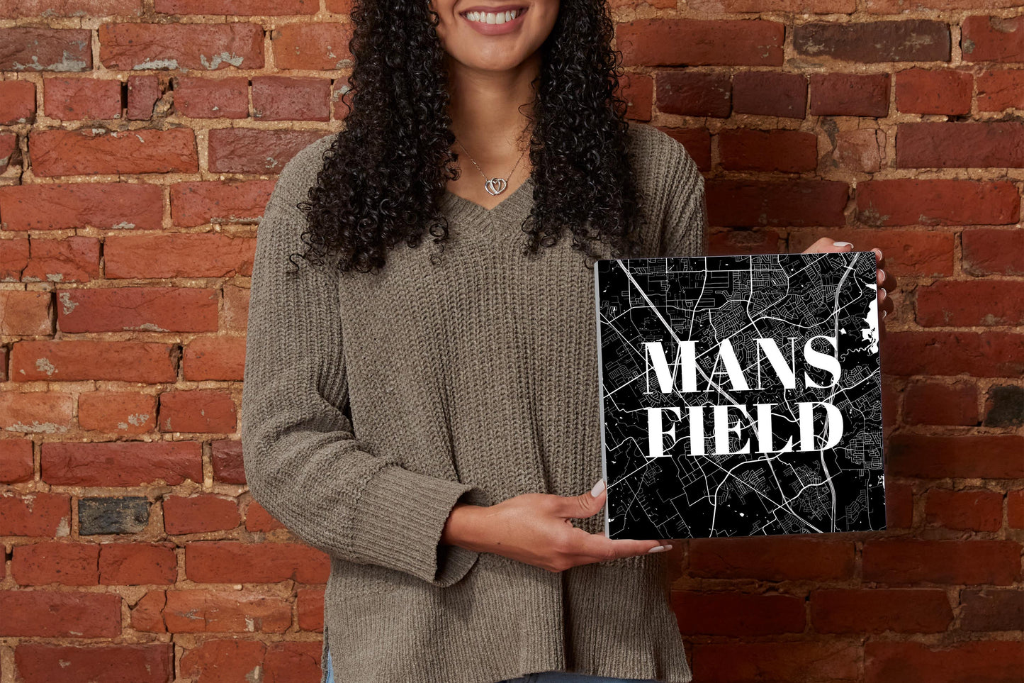 Minimalistic B&W Texas Mansfield Map| Wood Block | Eaches | Min 2
