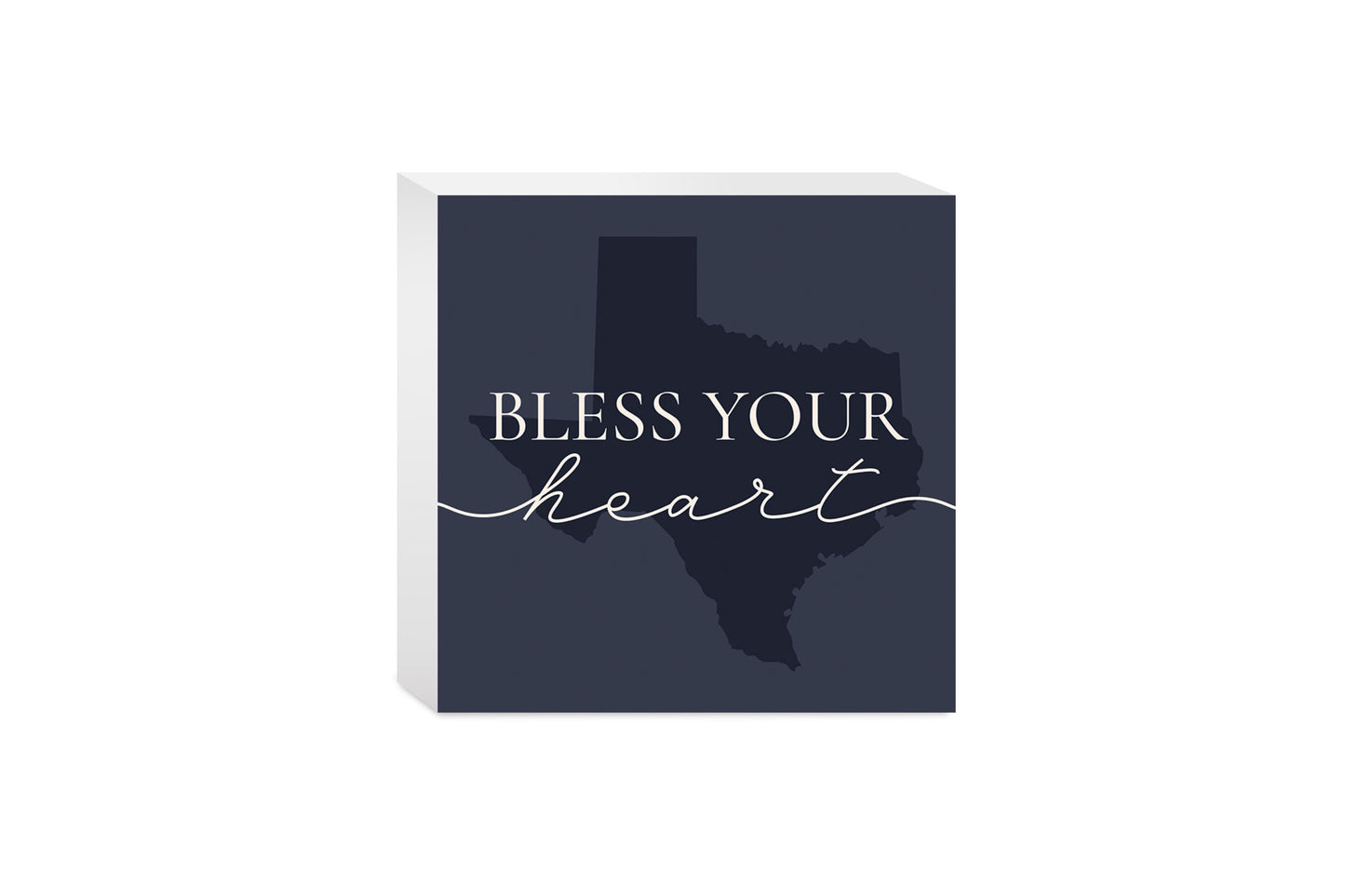 Modern Minimalist Texas Bless Your Heart | Wood Block | Eaches | Min 4