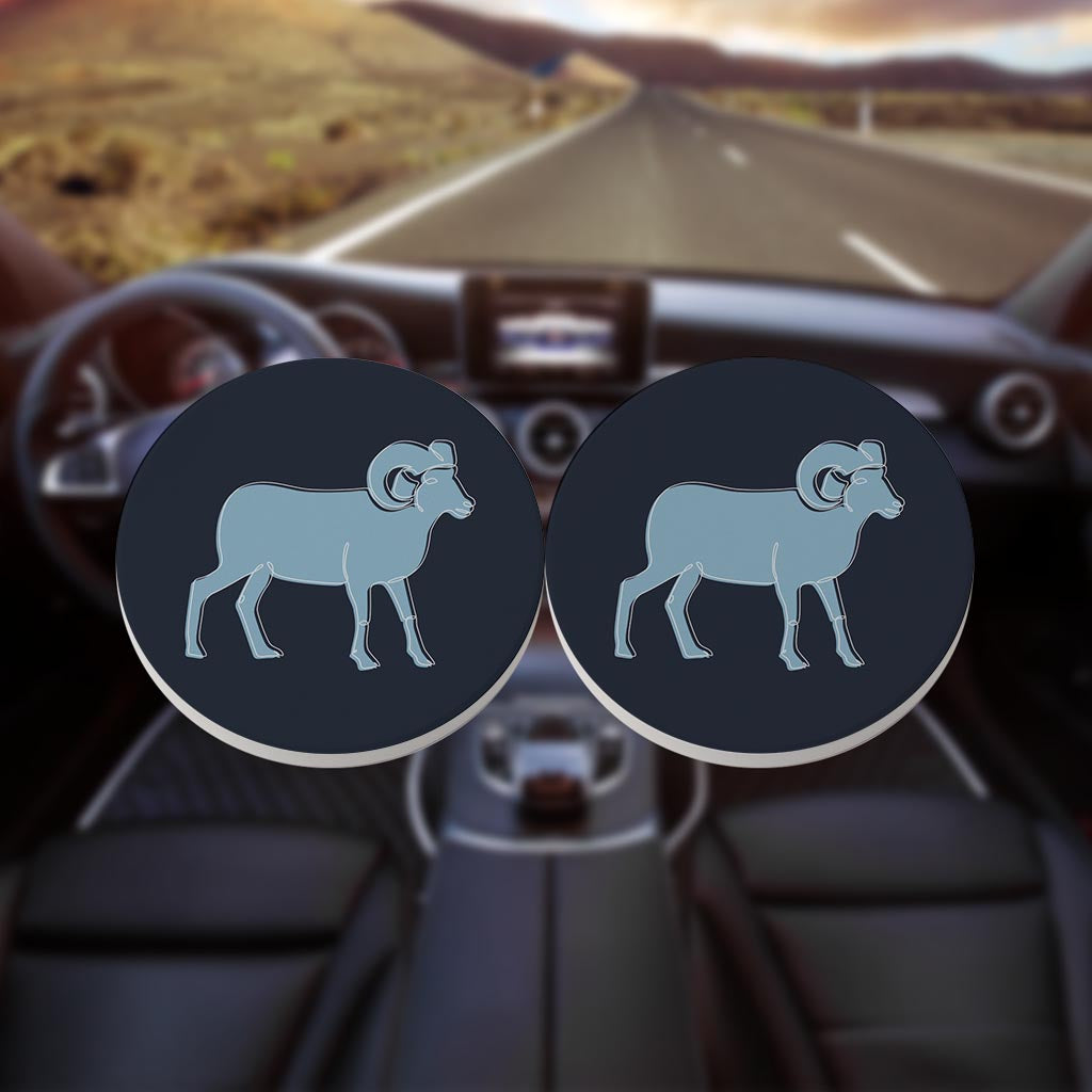 Blue Shades North Carolina Ram Line Drawing| Absorbent Car Coasters | Set of 2 | Min 4
