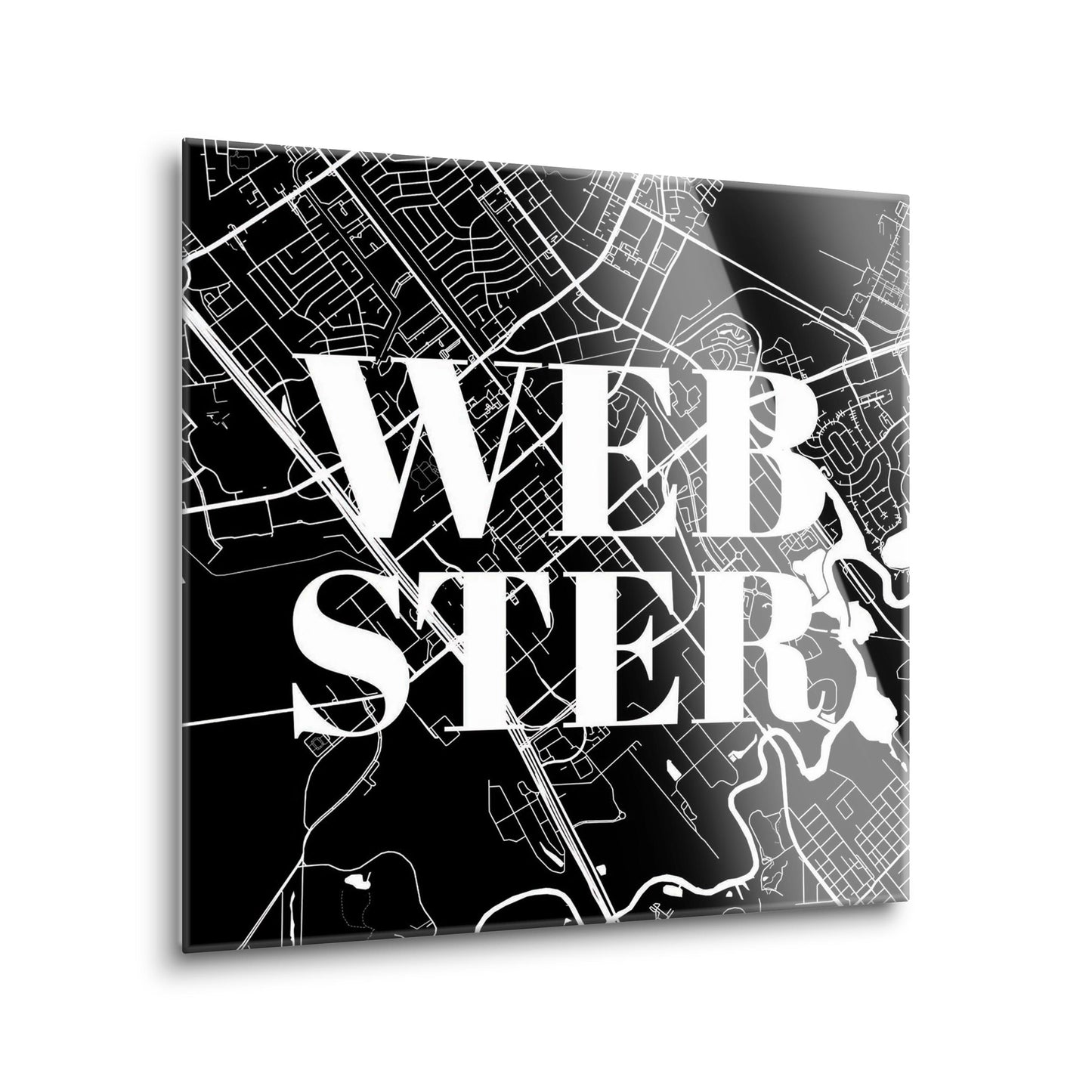 Minimalistic B&W Texas Webster Map | Hi-Def Glass Art | Eaches | Min 2