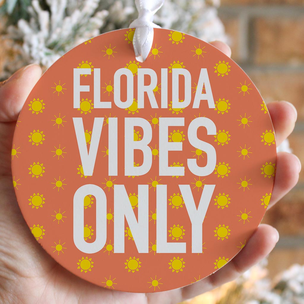 Florida Vibes Only | Wood Ornament | Eaches | Min 6