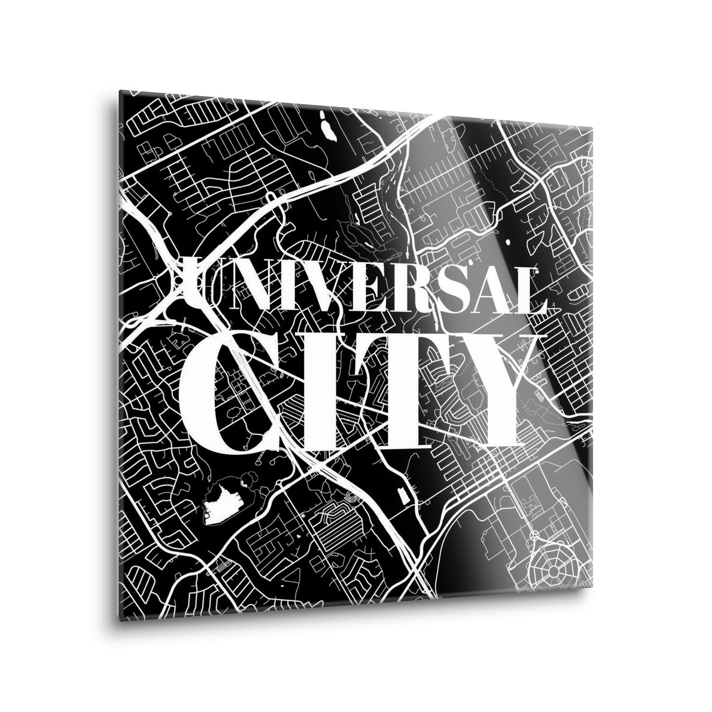 Minimalistic B&W Texas Universal City Map | Hi-Def Glass Art | Eaches | Min 2