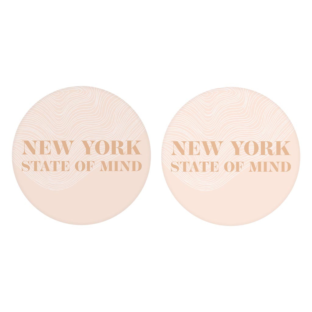 Modern Minimalist New York State Of Mind | Absorbent Car Coasters | Set of 2 | Min 4