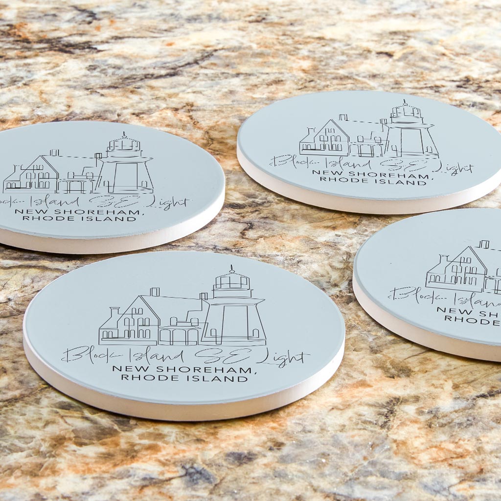 Block Island Se Light Muted Coastal | Absorbent Coasters | Set of 4 | Min 2