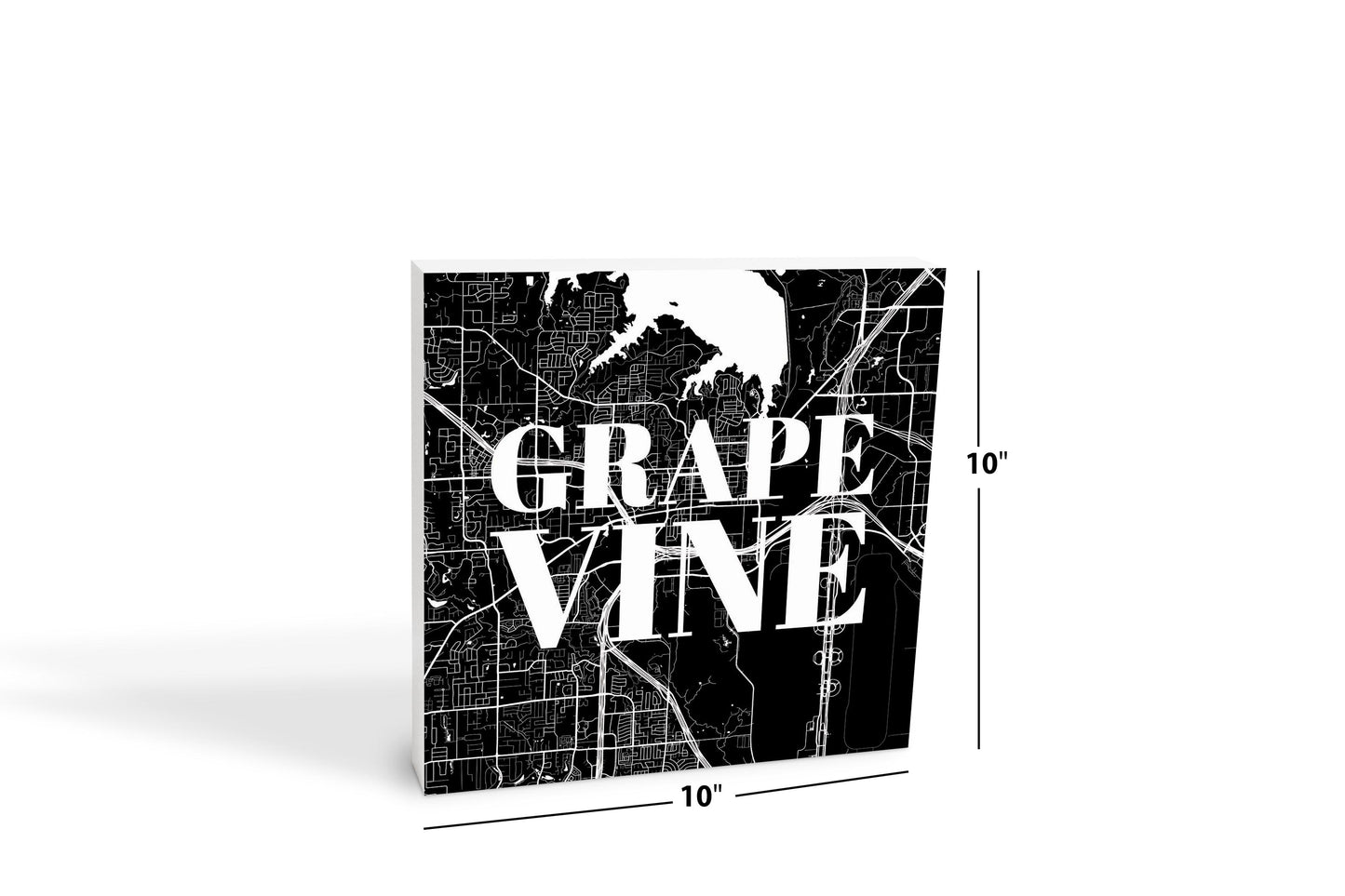 Minimalistic B&W Texas Grapevine Map | Wood Block | Eaches | Min 2