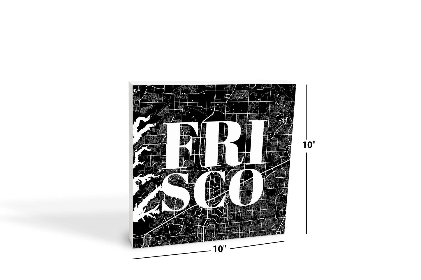 Minimalistic B&W Texas Frisco Map | Wood Block | Eaches | Min 2