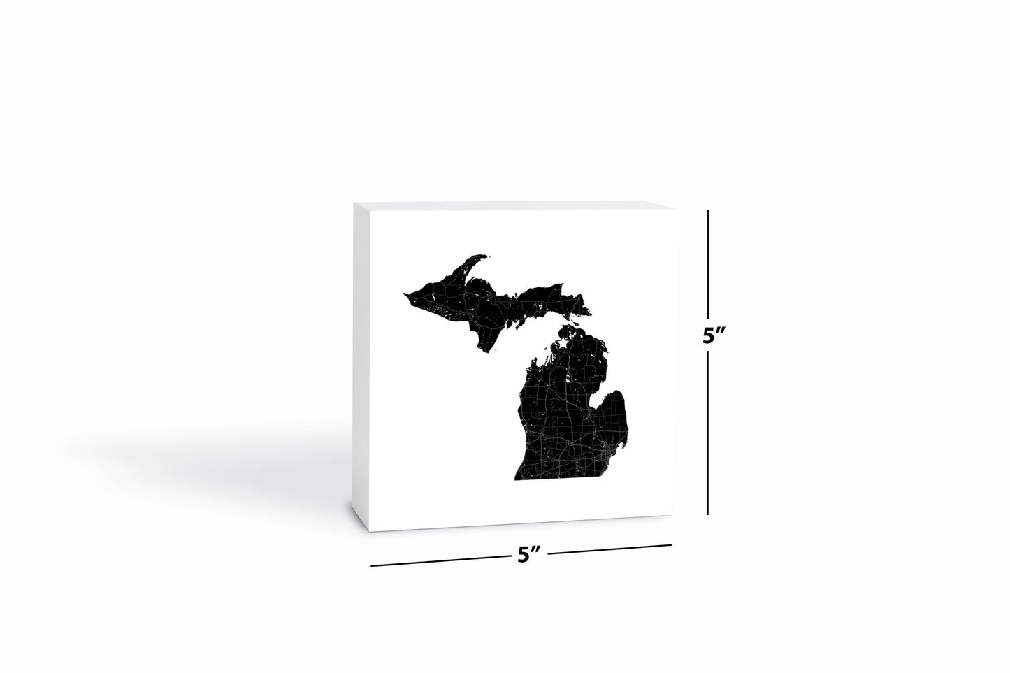 Minimalistic B&W Michigan Map Petoskey Star | Wood Block | Eaches | Min 4