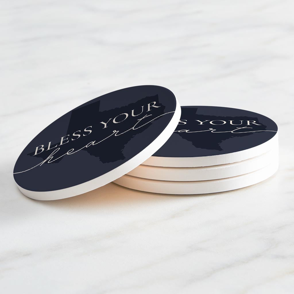 Modern Minimalist Texas Bless Your Heart | Absorbent Coasters | Set of 4 | Min 2