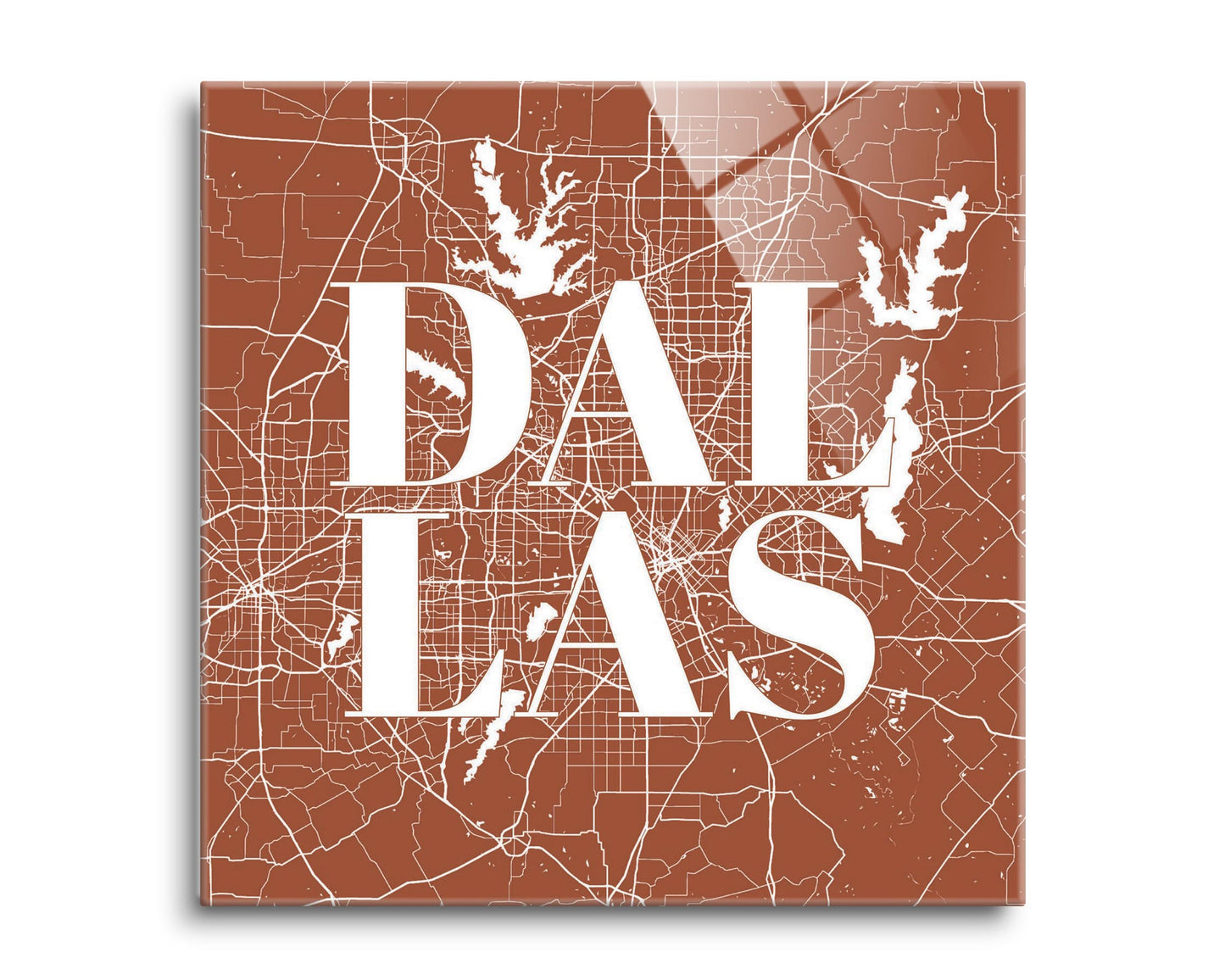 Modern Minimalist Dallas Texas Map | Hi-Def Glass Art | Eaches | Min 2