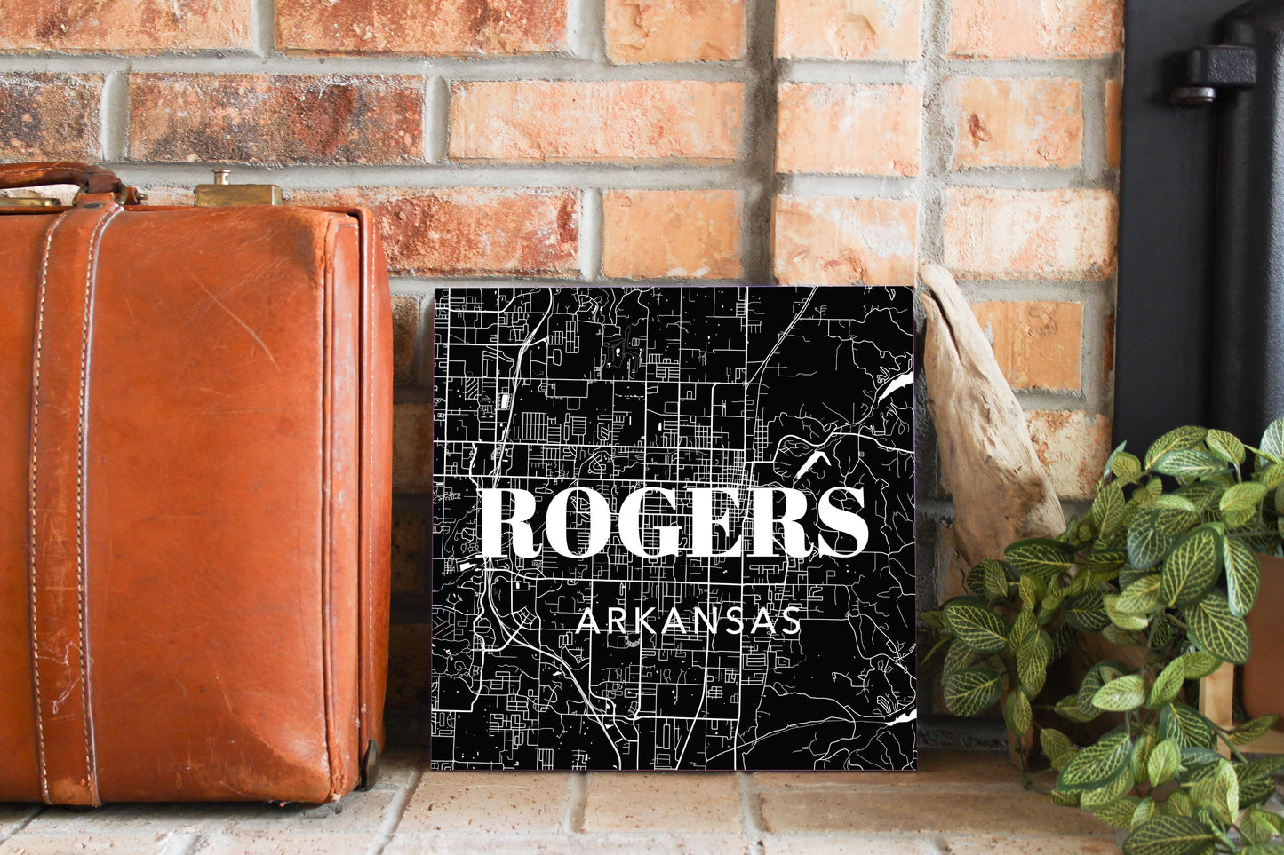 Minimalist B&W Arkansas Rogers Map State | Wood Sign | Eaches | Min 2