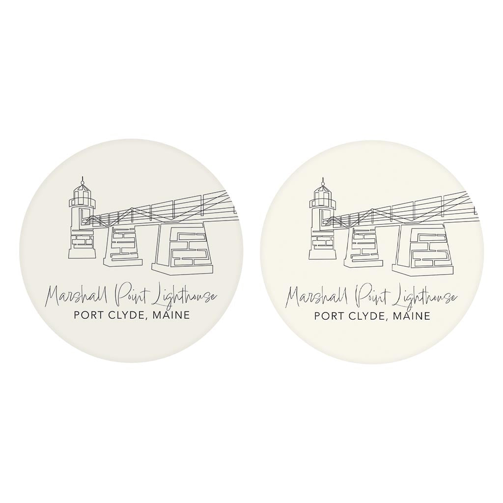 Marshall Point Lighthouse | Absorbent Car Coasters | Set of 2 | Min 4