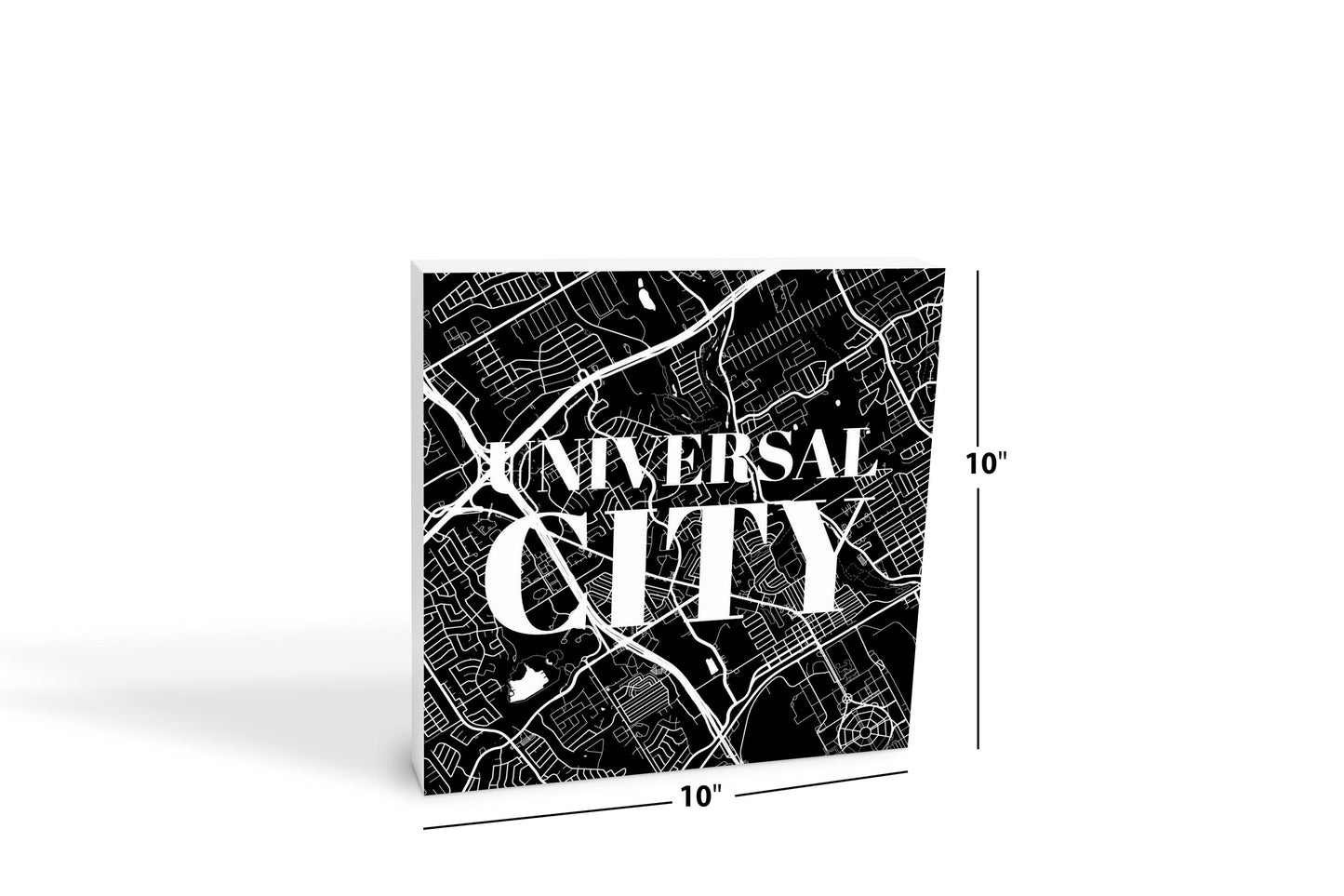 Minimalistic B&W Texas Universal City Map | Wood Block | Eaches | Min 2