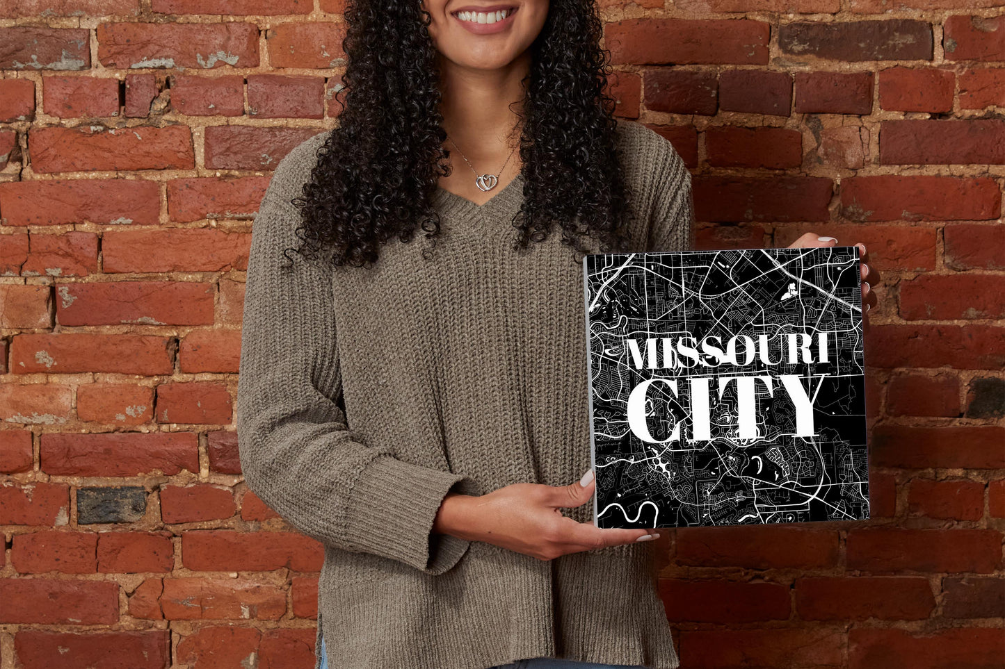Minimalistic B&W Texas Missouri City Map | Wood Block | Eaches | Min 2