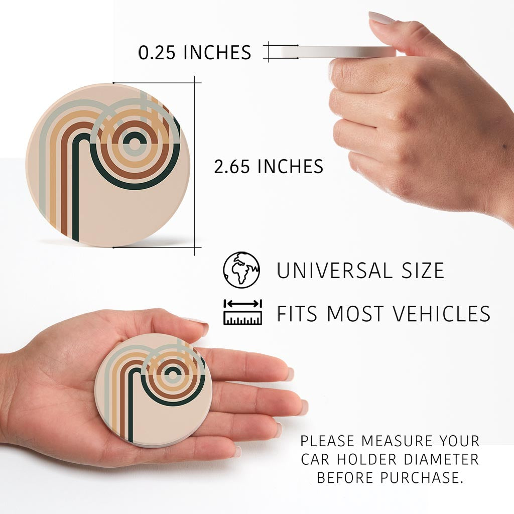 Modern Minimalist Retro Circular Lines| Absorbent Car Coasters | Set of 2 | Min 4
