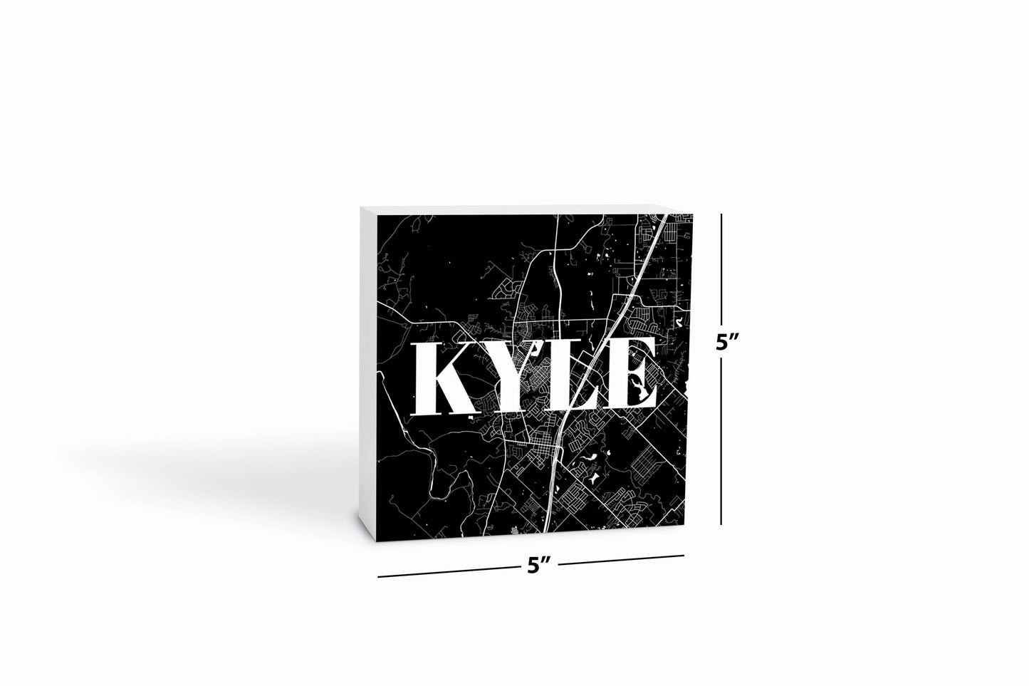 Minimalistic B&W Texas Kyle Map| Wood Block | Eaches | Min 4