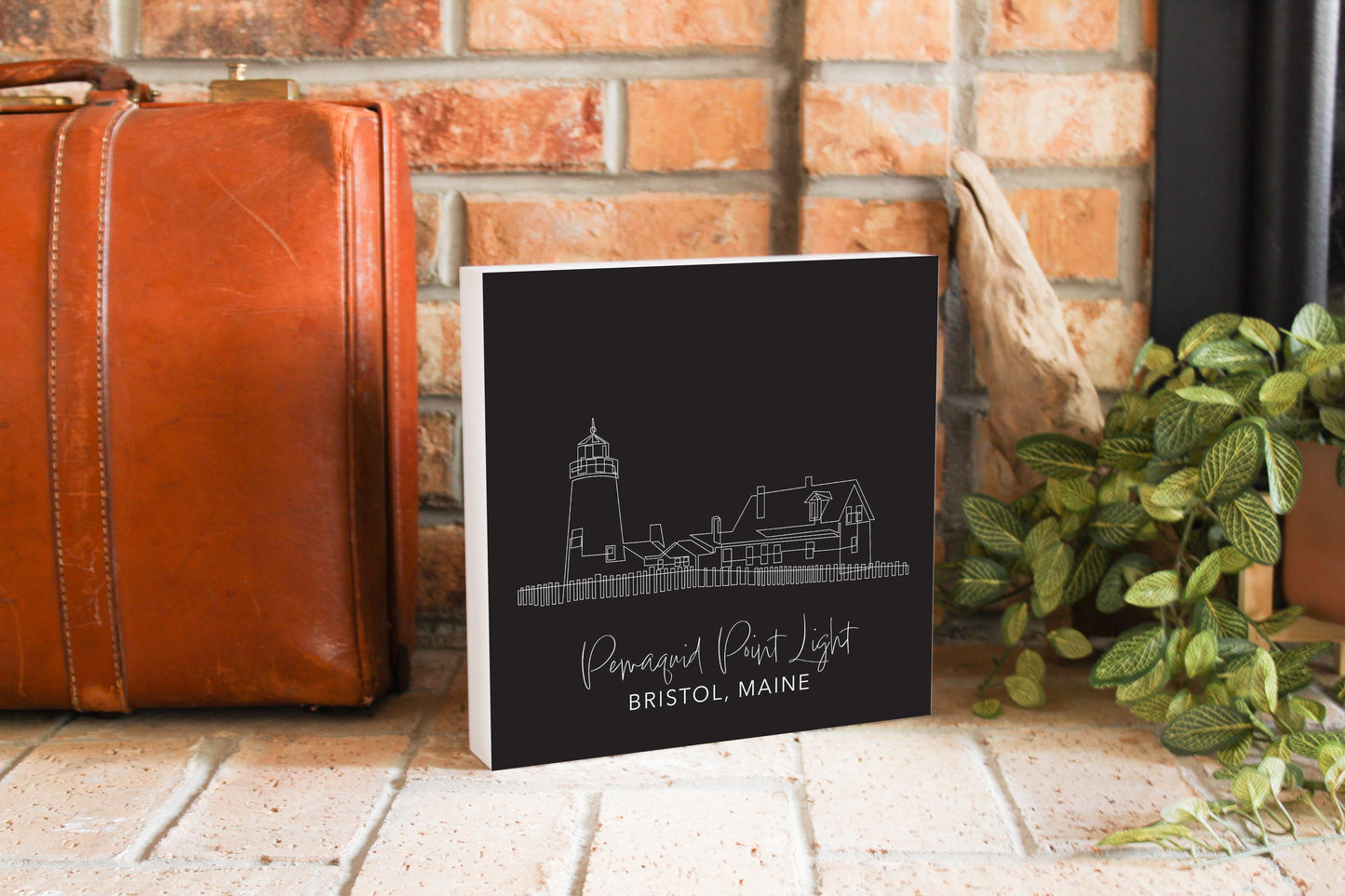 Black Pemaquid Point Light | Wood Block | Eaches | Min 2