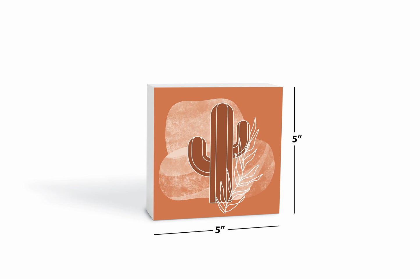 Modern Minimalist Texas Cactus | Wood Block | Eaches | Min 4