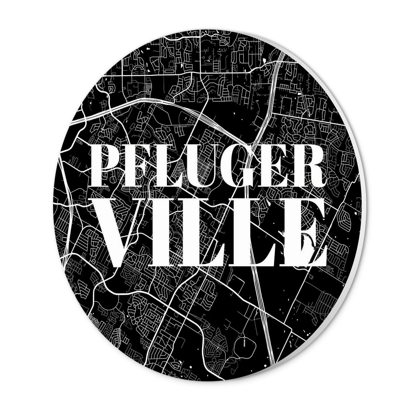 Minimalistic B&W Texas Pflugerville Map | Wood Sign | Eaches | Min 1