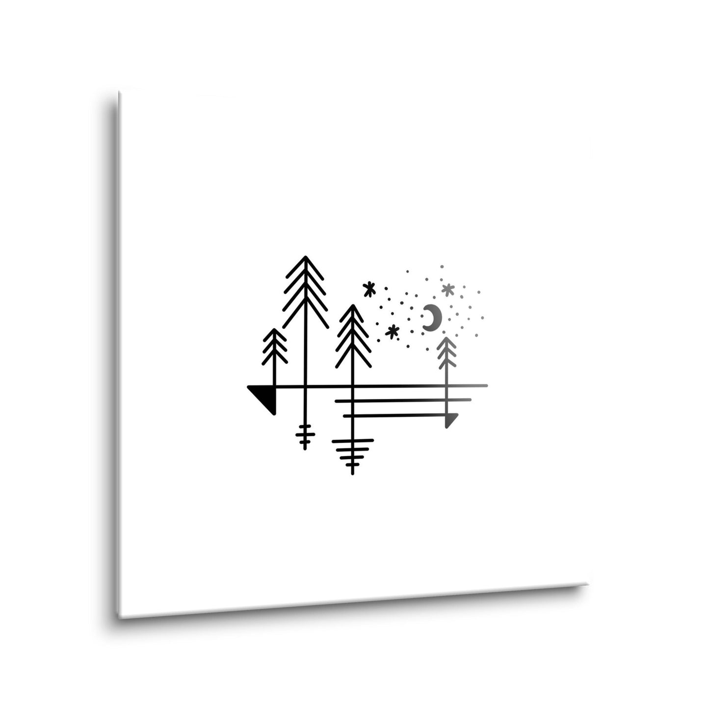 Minimalistic Tree Line Drawing On White| Hi-Def Glass Art | Eaches | Min 2