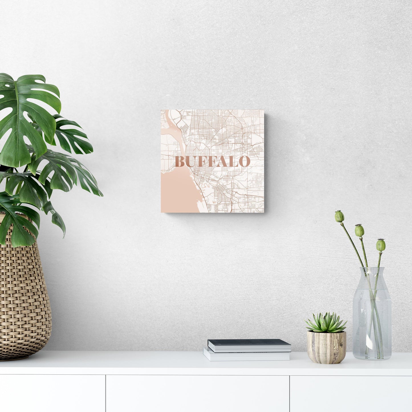 Modern Minimalist New York Buffalo Map | Hi-Def Glass Art | Eaches | Min 1