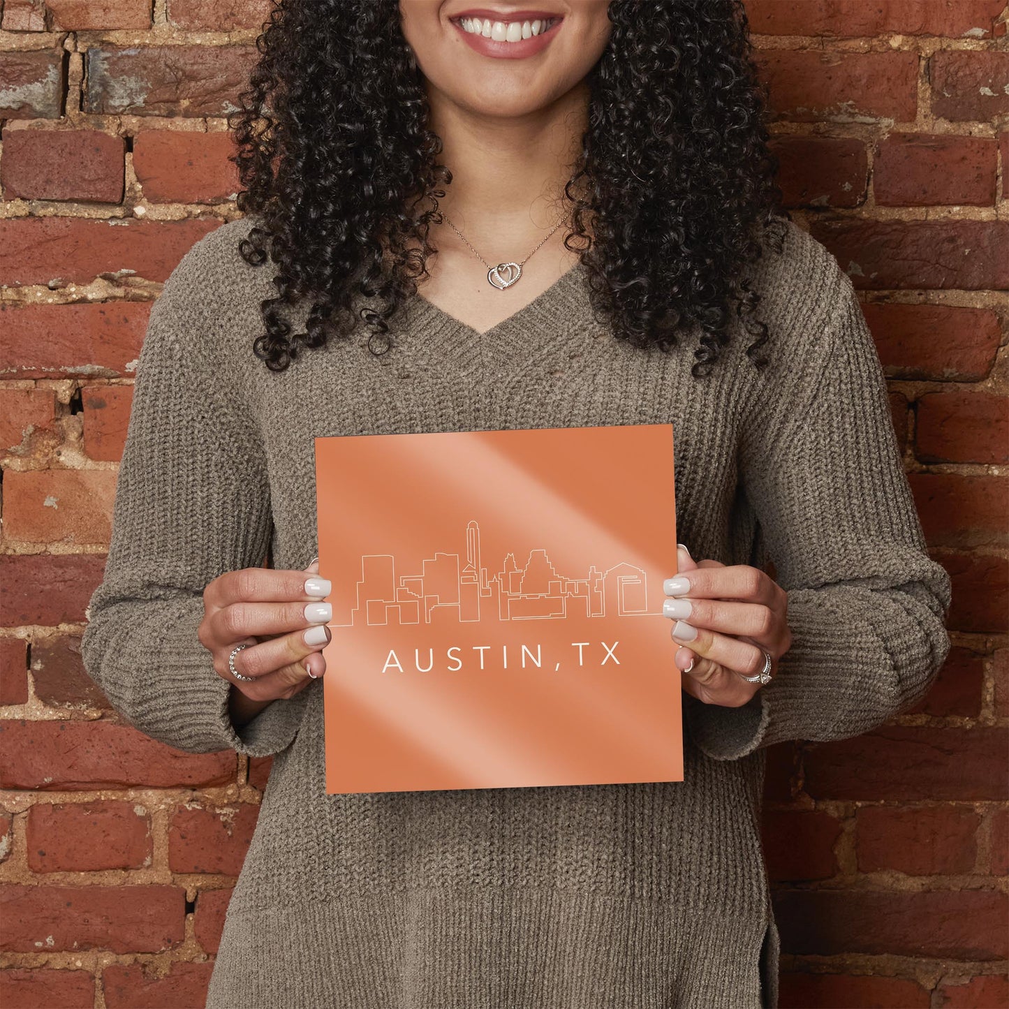 Modern Minimalist Texas Austin Skyline | Hi-Def Glass Art | Eaches | Min 2