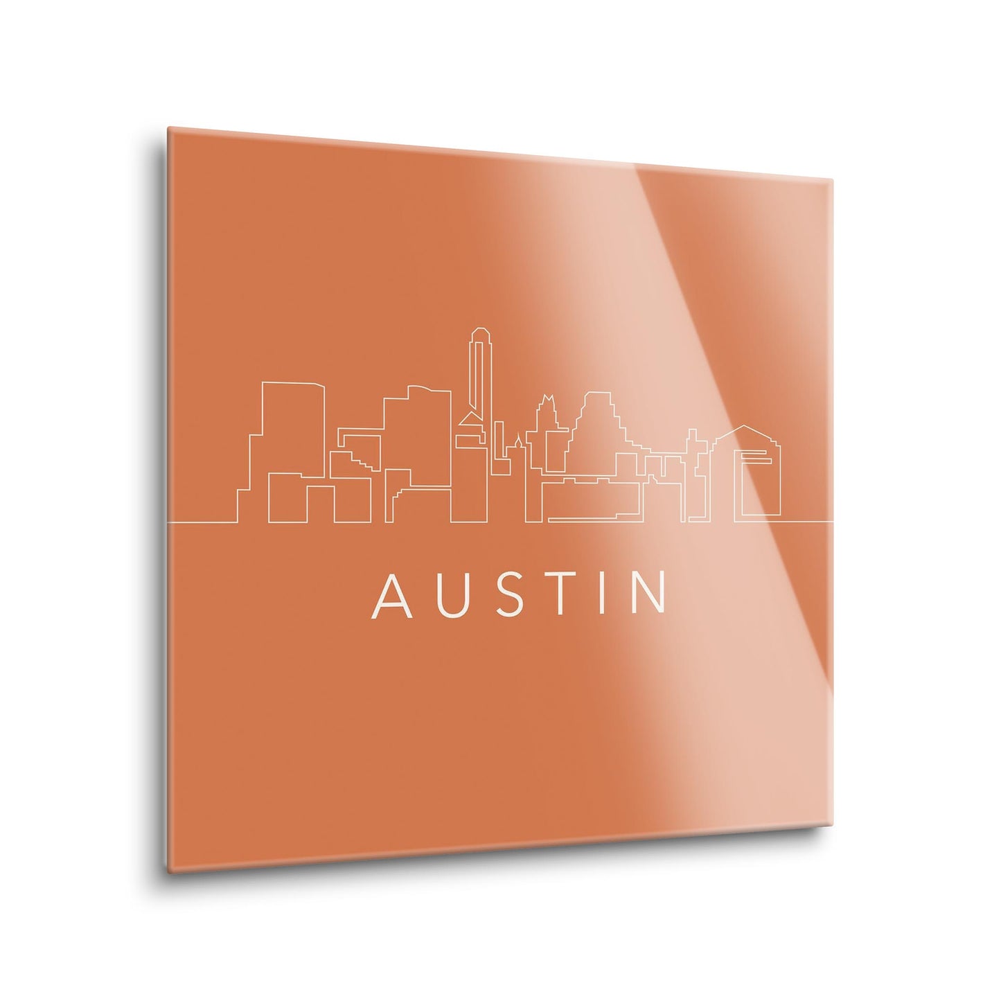 Modern Minimalist Texas Austin Skyline | Hi-Def Glass Art | Eaches | Min 1