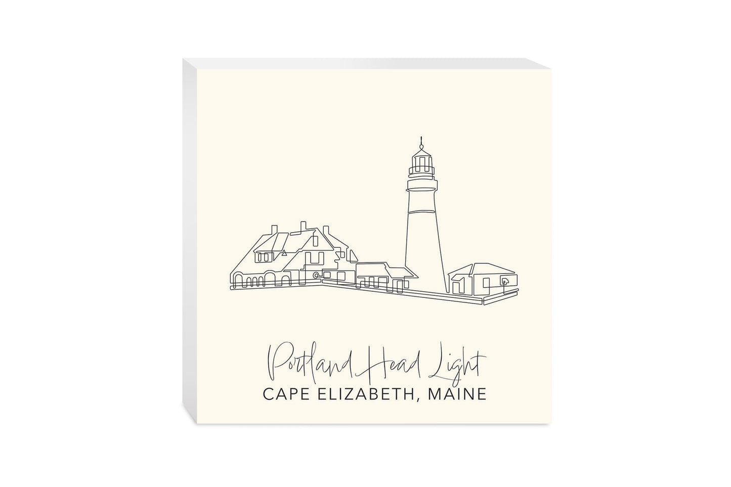 Cream Portland Head Light | Wood Block | Eaches | Min 2