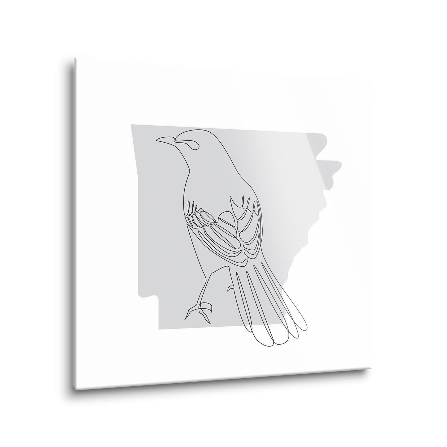 B&W Minimalist Arkansas Single Line Bird | Hi-Def Glass Art | Eaches | Min 2