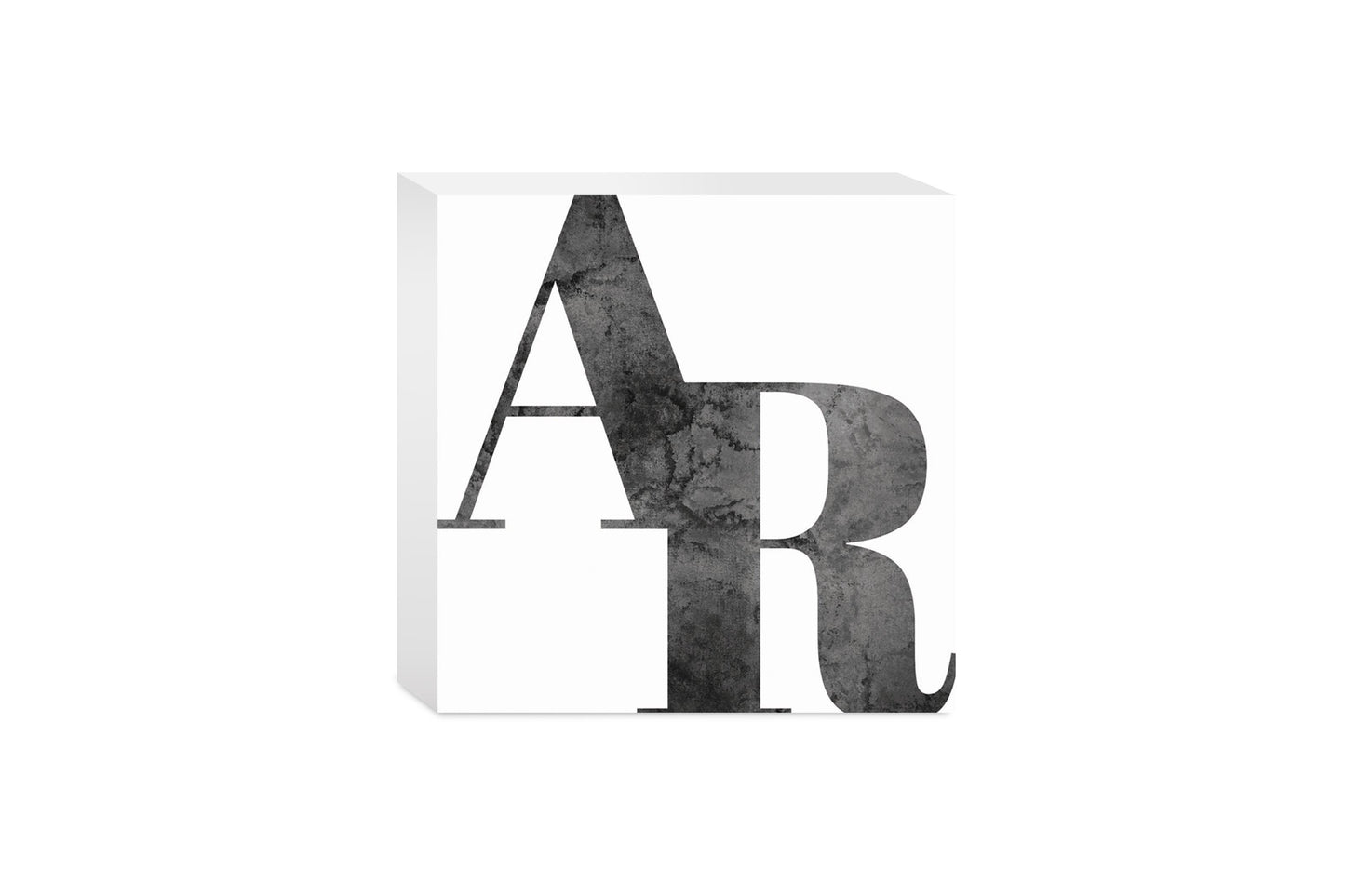 B&W Minimalist Arkansas White Initials | Wood Block | Eaches | Min 4