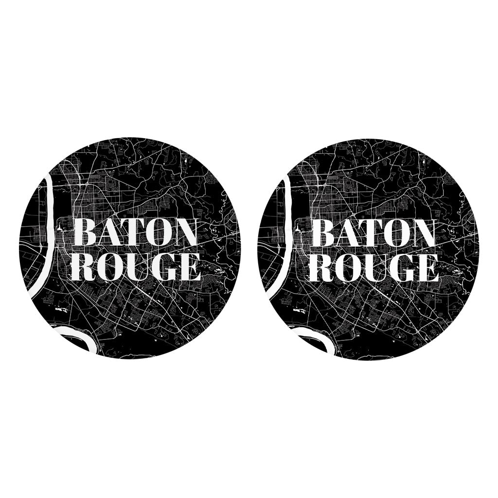 Modern Louisiana Baton Rouge Map | Absorbent Car Coasters | Set of 2 | Min 4